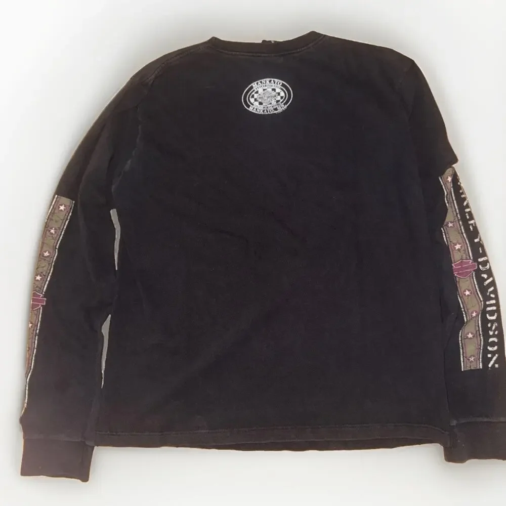 Harley-Davidson Long Sleeve Shirt Mens XL Black Double Sided Tee 21x27